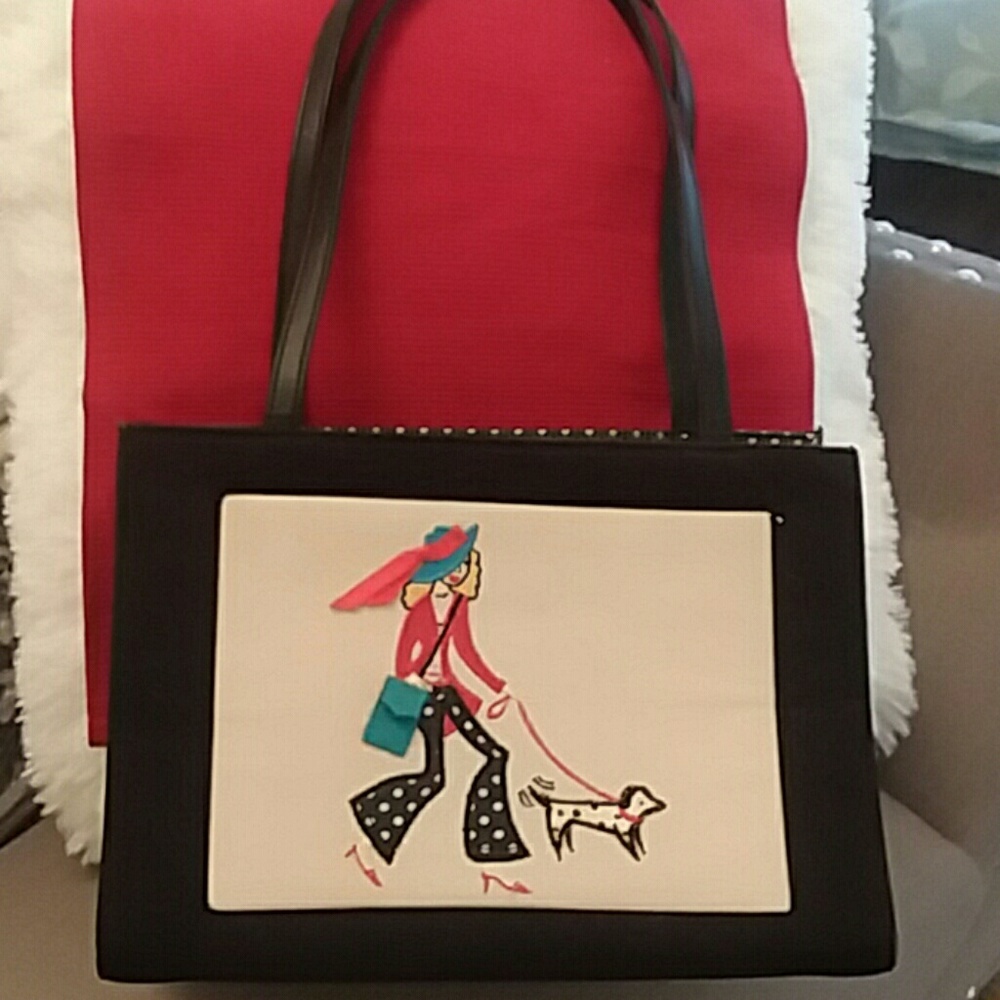 Girl with dog vintage handbag